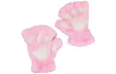 优幽兰 可爱猫爪露指 防风防寒户外骑车保暖小众设计感韩版学生护手 上课写字实用 聚酯纤维 绒线手套 女款