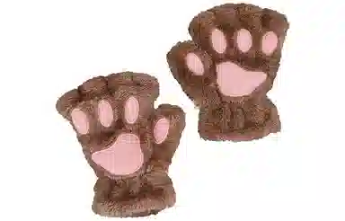 优幽兰 可爱猫爪露指 防风防寒户外骑车保暖小众设计感韩版学生护手 上课写字实用 聚酯纤维 绒线手套 女款