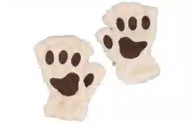 优幽兰 可爱猫爪露指 防风防寒户外骑车保暖小众设计感韩版学生护手 上课写字实用 聚酯纤维 绒线手套 女款