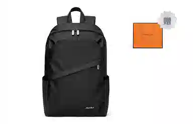 马莎兰缇 经典百搭机能纯色大容量防泼水运动出行商务差旅 织物 书包背包双肩包 大号 男款 黑色/烟灰色