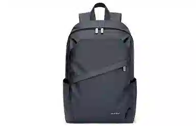 马莎兰缇 经典百搭机能纯色大容量防泼水运动出行商务差旅 织物 书包背包双肩包 大号 男款 黑色/烟灰色