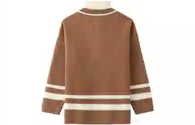 恒源祥 拼色条纹假两件套头针织毛衣 女款