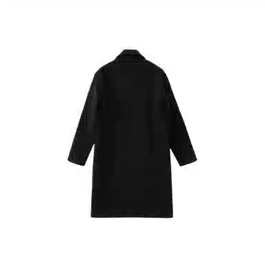 我是大卫 毛呢中长款加厚保暖韩系休闲大衣 男女同款 黑色