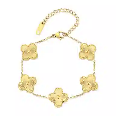 饰伴 四叶草系列 轻奢高级感小众设计手饰品双层戴可调节 钛钢 手链 女款