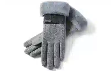 优幽兰 毛边保暖纯色分指触屏防风防冻防寒旅游开车骑车通勤随身便携 设计感小众闺蜜穿搭 绒线手套 女款