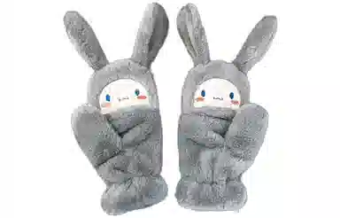 优幽兰 可爱翻盖露指防风防寒骑车设计感小众便携保暖 学生通勤上课骑自行车护手 毛绒 绒线手套 女款