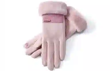 优幽兰 毛边保暖纯色分指触屏防风防冻防寒旅游开车骑车通勤随身便携 设计感小众闺蜜穿搭 绒线手套 女款