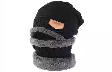 优幽兰 韩版显脸小毛线针织大头围加绒加厚 针织 绒线帽 男款