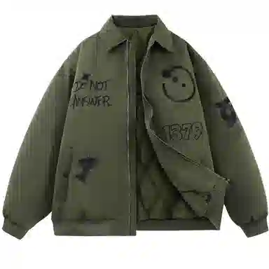 三体 红岸基地系列 监听员趣味复古大绣花字母基础款纯色棒球翻领拉链宽松休闲保暖防水棉服 男女同款