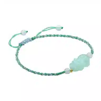 琳琯瑛 精美貔貅编织绳 糯种 翡翠手链 女款