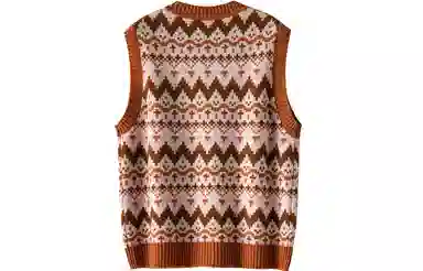 恒源祥 北欧撞色提花羊毛开衫背心 女款