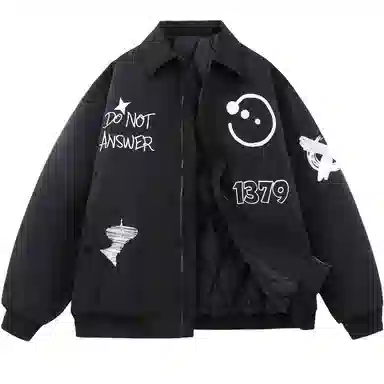 三体 红岸基地系列 监听员趣味复古大绣花字母基础款纯色棒球翻领拉链宽松休闲保暖防水棉服 男女同款