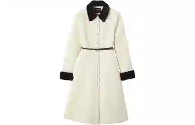 【dme】 纯色菱格法式收腰长袖连衣裙 本白