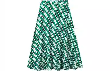 【dme】 中腰复古满印休闲长裙 翠绿