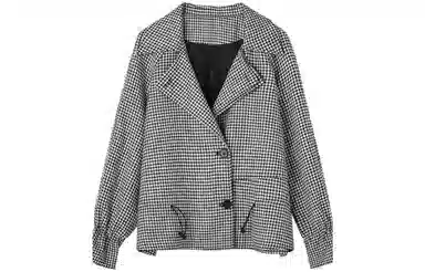 【dme】 格纹翻领夹克外套 女款 黑色