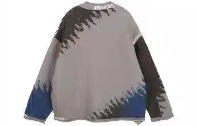 速写 休闲撞色长袖毛针织衫 男女同款