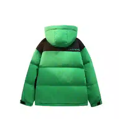 鸭鸭 加厚保暖休闲宽松刺绣字母拼接撞色简约立领连帽羽绒服 男女同款