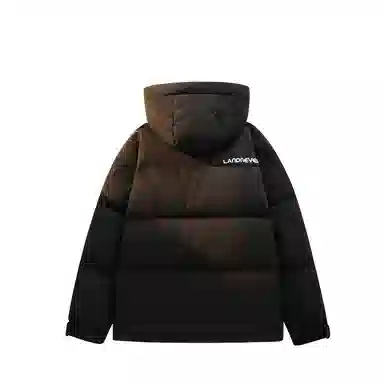 鸭鸭 加厚保暖休闲宽松刺绣字母拼接撞色简约立领连帽羽绒服 男女同款