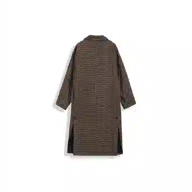 我是大卫 毛呢中长款千鸟格韩版复古休闲大衣 男女同款