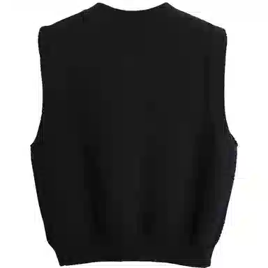 她池 纯色单排扣圆领马甲 女款 黑色