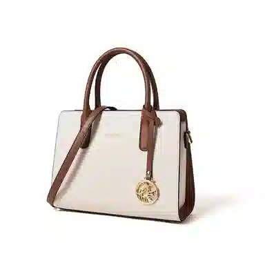 红蜻蜓 加大号拉链开合 牛皮 大托特妈妈包斜挎单肩水桶包手提包 女款 杏色