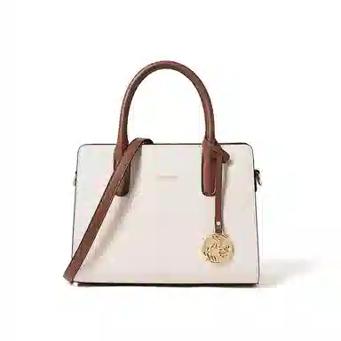 红蜻蜓 加大号拉链开合 牛皮 大托特妈妈包斜挎单肩水桶包手提包 女款 杏色