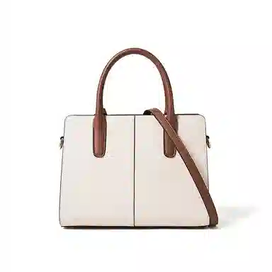 红蜻蜓 加大号拉链开合 牛皮 大托特妈妈包斜挎单肩水桶包手提包 女款 杏色