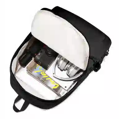 轻骑者 休闲大容量字母印花纯色初高中大学生上学通勤运动出游 织物 书包背包双肩包 男女同款情侣款 黑白色 韩版