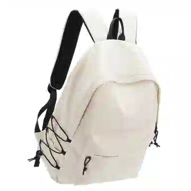 轻骑者 休闲大容量字母印花纯色初高中大学生上学通勤运动出游 织物 书包背包双肩包 男女同款情侣款 黑白色 韩版