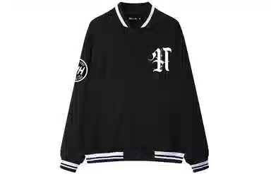 Huzzah Retro Crown Print Knit Baseball Jacket