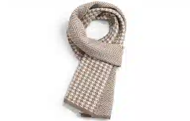 优幽兰 秋冬百搭时尚千鸟格 简约加厚防风防寒保暖小众 绒线围巾 男女同款情侣款 礼物