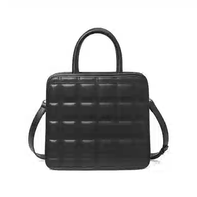 红蜻蜓 大容量通勤牛皮菱格包单肩斜挎手提包 女款 黑色