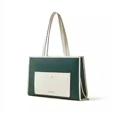 红蜻蜓 商务通勤时尚撞色 牛剖层革 单肩斜挎手提包 女款 黑色/绿色/白色