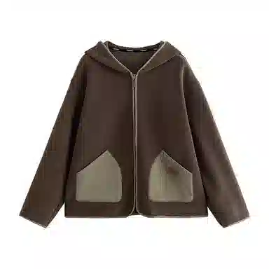 初语 双面绒保暖加厚双插兜加绒拉链连帽衫夹克 女款