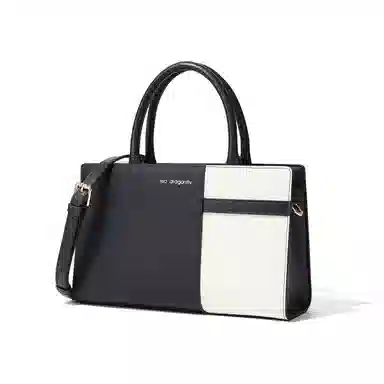 红蜻蜓 商务通勤时尚撞色 牛剖层革 单肩斜挎手提包 女款 黑色/绿色/白色