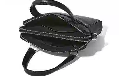 红蜻蜓 商务百搭大容量 头层牛皮 手提包公文包 中号 男款 黑色