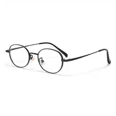 【联系客服可配度数】 佐川  超轻 钛文艺眼镜 高度数眼镜框复古椭圆近视眼镜 纯钛 圆形 光学镜架 男女同款情侣款 可配近视散光