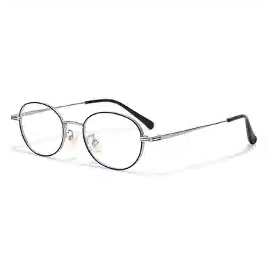 【联系客服可配度数】 佐川  超轻 钛文艺眼镜 高度数眼镜框复古椭圆近视眼镜 纯钛 圆形 光学镜架 男女同款情侣款 可配近视散光