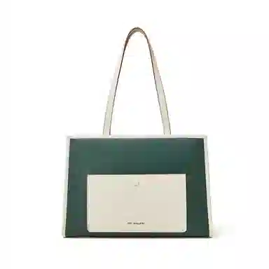 红蜻蜓 商务通勤时尚撞色 牛剖层革 单肩斜挎手提包 女款 黑色/绿色/白色