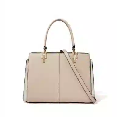 红蜻蜓 大容量通勤拉链开合 牛皮拼超纤合成革 单肩包斜挎包手提包 中号 女款 杏色