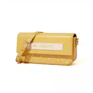 红蜻蜓 时尚印花设计 牛剖层皮革配超细纤维合成革 斜挎单肩包 女款 黄色/黑色