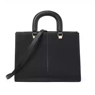 红蜻蜓 时尚小众撞色高级感百搭通勤 牛剖层皮革配超纤 斜挎包单肩手提包包 女款 黑色