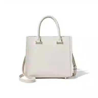 红蜻蜓 女士斜挎包大容量法式通勤牛皮配超纤合成革手提包斜挎单肩包 女款 白色