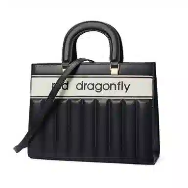 红蜻蜓 时尚小众撞色高级感百搭通勤 牛剖层皮革配超纤 斜挎包单肩手提包包 女款 黑色