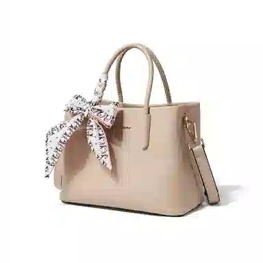 红蜻蜓 百搭通勤 牛头层皮革配超细纤维合成革 斜挎单肩手提包 女款 杏色