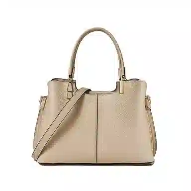 红蜻蜓包 女士斜挎包托特包通勤手提包大容量头层牛皮配超纤合成革 女款 杏色