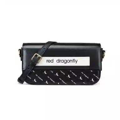 红蜻蜓 时尚印花设计 牛剖层皮革配超细纤维合成革 斜挎单肩包 女款 黄色/黑色