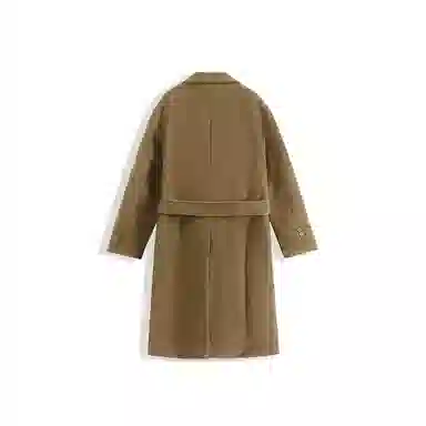 我是大卫 纯色复古中长款过膝保暖加厚毛呢大衣 男女同款