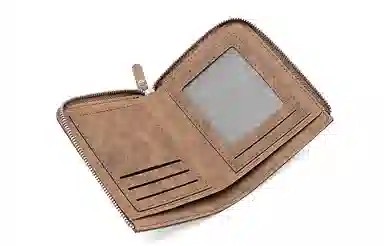 马莎兰缇 时尚超薄经典款式多卡位拉链开合多容量 合成革 钱夹卡包钱包 常规 男款 啡色