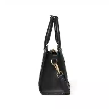 红蜻蜓 通勤拉链开合 牛剖层皮革 单肩包斜挎包手提包 女款 黑色